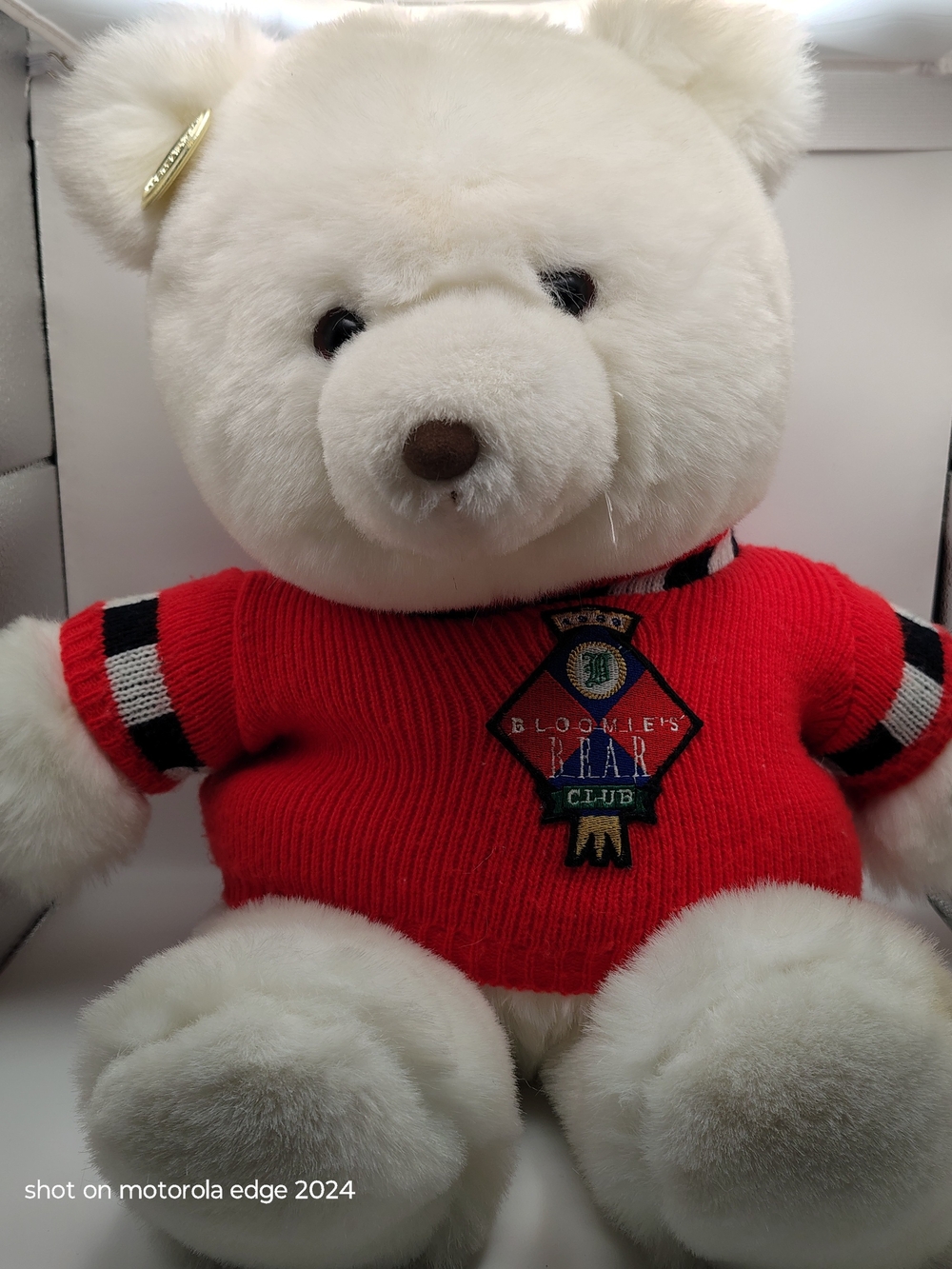 VTG 1989 Gund Bloomingdale’s Bloomie’s Bear Club Red Sweater Gold Tag Rare